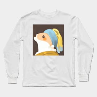 Corgi with a Pearl Earring Long Sleeve T-Shirt